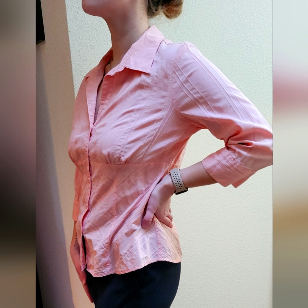Style & Co. Pinkish-orange (melon) stretch blouse, size 12.